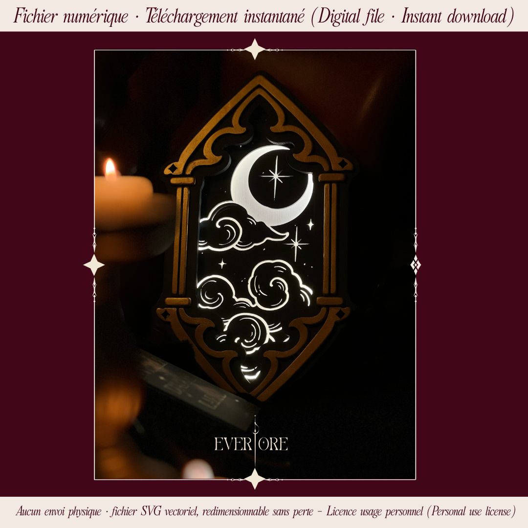 Lune & Soleil - Fichier SVG de gravure | Cadre Everlore & format générique