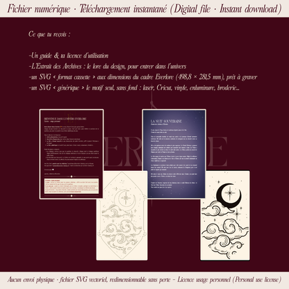 Lune & Soleil - Fichier SVG de gravure | Cadre Everlore & format générique