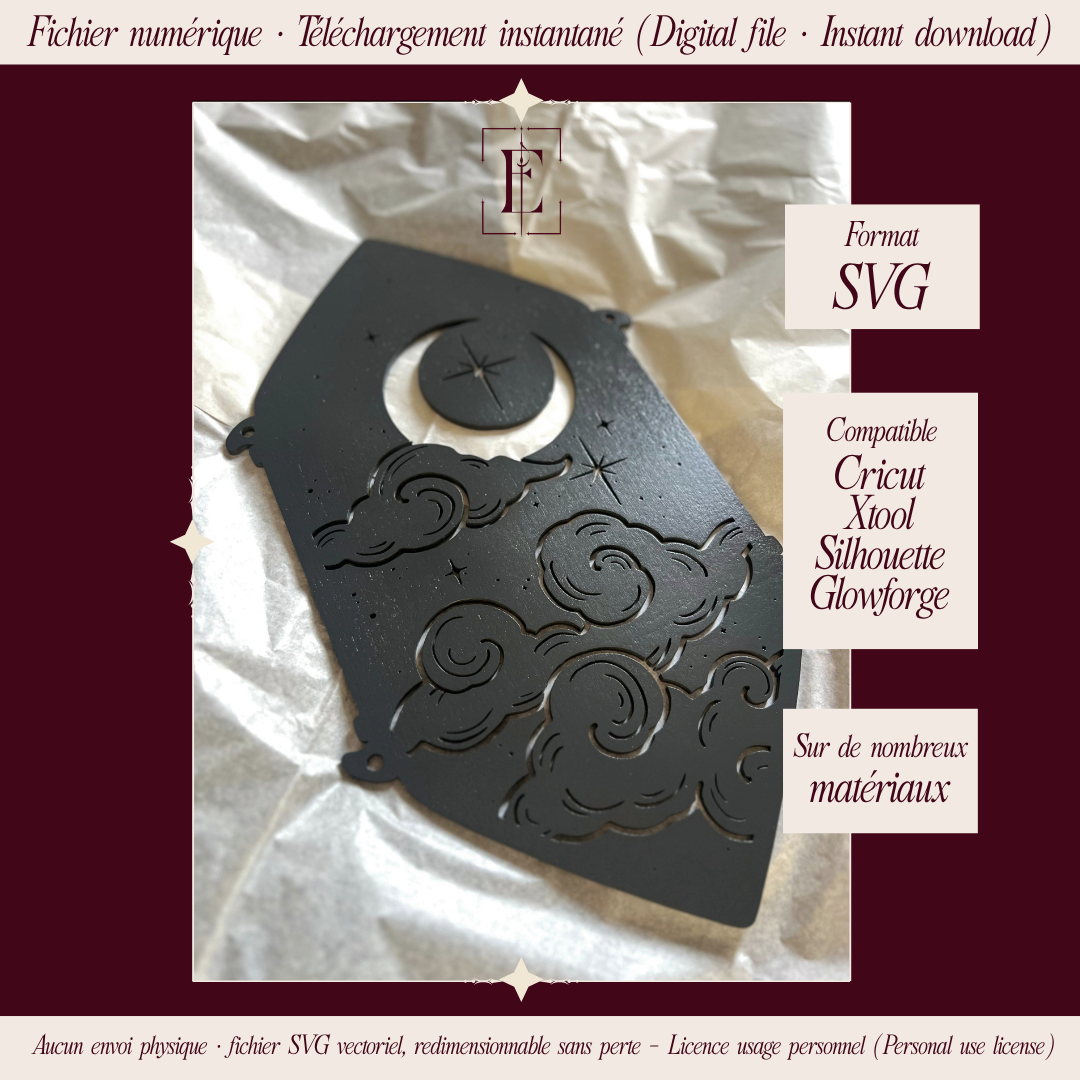 Lune & Soleil - Fichier SVG de gravure | Cadre Everlore & format générique