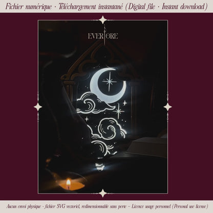 Lune & Soleil - Fichier SVG de gravure | Cadre Everlore & format générique
